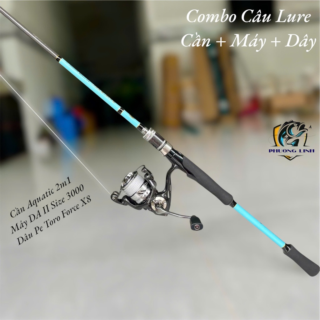[combo Lure Đứng] Cần câu Aquatic + Máy Câu DA II size 3000 + Dây Pe Toro Force X8