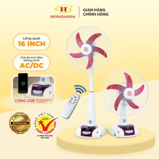 Quạt Sạc Tích Điện để bàn AC&DC 16 inch Honjianda FL616 - có đèn LED hỗ trợ cúp điện