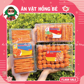 Bánh pò quẩy hộp lớn nhiều loại quẩy/xiên/viên/miếng Ngọc Quỳnh 70 que hộp lớn 320g, đồ ăn vặt