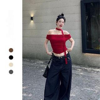 Áo trễ vai Justdun nữ tay ngắn thun cotton mềm mịn Samtitclothing MA 309