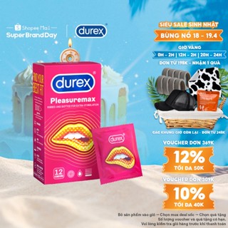 Bao cao su Durex Pleasuremax gân gai, size 56mm, 12 bao/hộp
