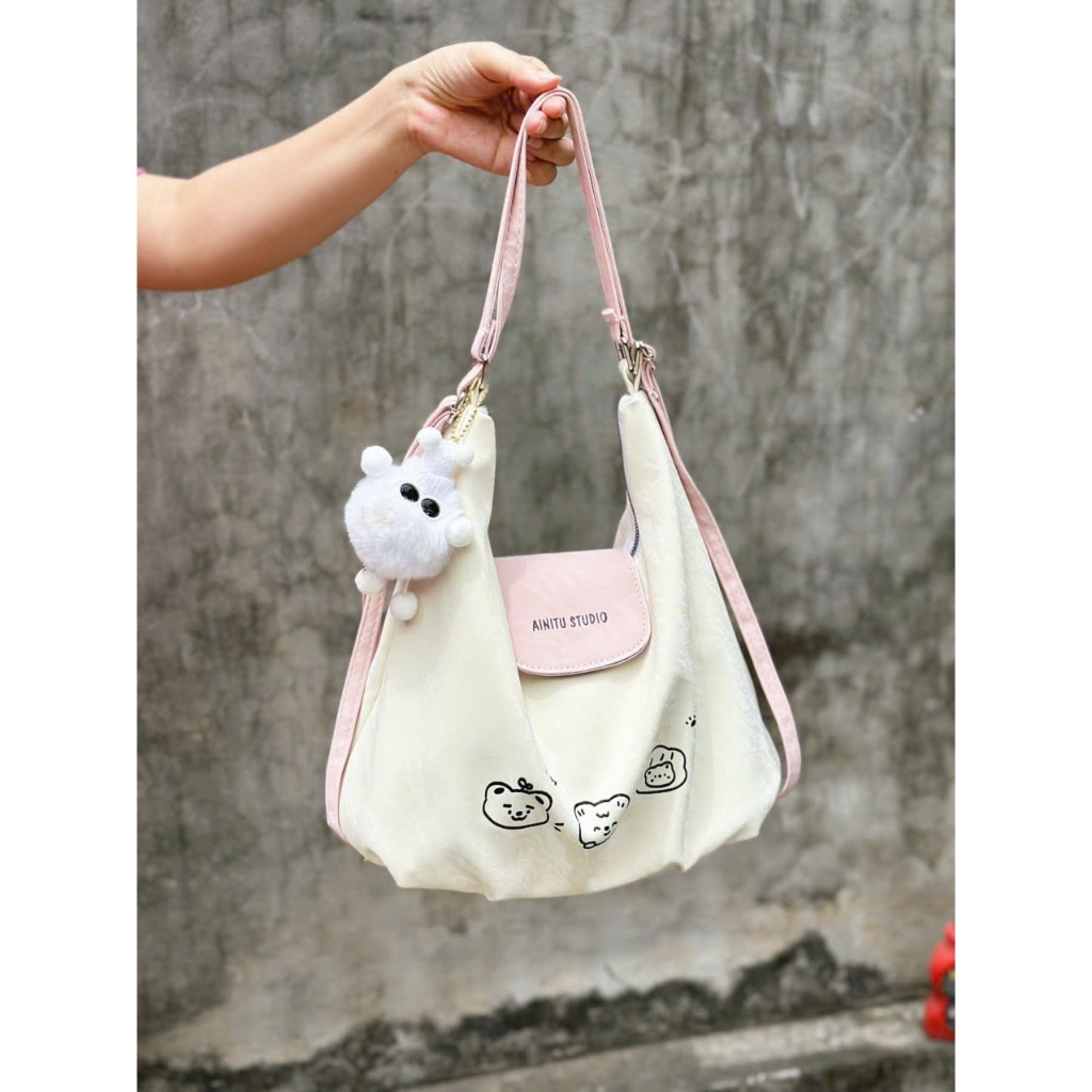 Túi xách Tote nữ họa tiết gấu dễ thương thiết kế trẻ trung phong cách Hàn Quốc,  Balo nhung đa năng thời trang _ TD083 | BigBuy360 - bigbuy360.vn