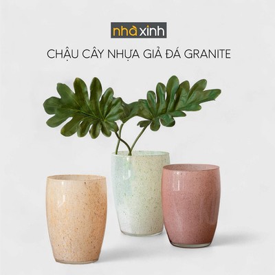 Chậu Cây Nhựa Giả Đá Granite Cao Cấp - Nhà Xinh