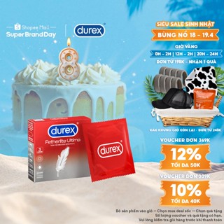 Bao cao su Durex Fetherlite Ultima siêu mỏng, size 52mm, 3 bao/hộp