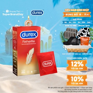 Bao cao su Durex Fetherlite siêu mỏng, size 52.5mm, 12 bao/hộp