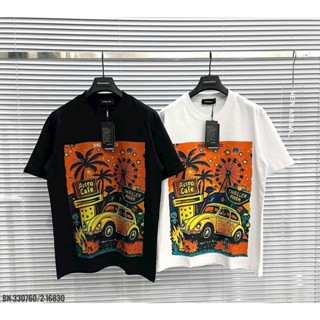 Bộ cộc tay Áo Phông Cho Nam Nữ Dsquared2 Họa Tiết in hình cây dừa Cực Sắc Nét Đẹp 2 Màu Trắng Đen hot 2025