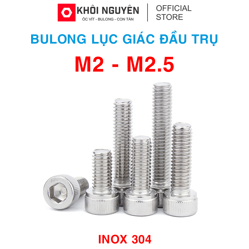 Ốc Lục Giác Chìm Đầu Trụ Inox 304 | Size M2 M2.5 Dài Từ 4mm đến 40mm