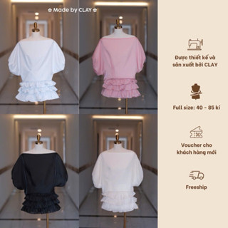 Jennie Set Bộ áo cánh dơi cổ thuyền Chân váy xòe xếp ly 3 tầng cạp chun có bigsize nữ Clay Clothing