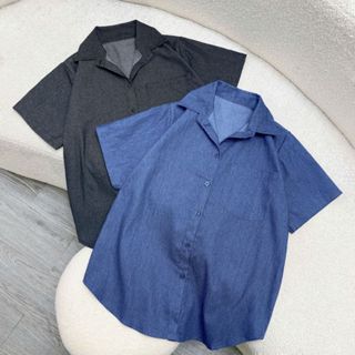 Áo Sơ Mi Tay Ngắn Bigsize Nữ Chất Vải Jean Giấy Mềm Năng Động Màu Basic Thanh Lịch Hottrend SM187