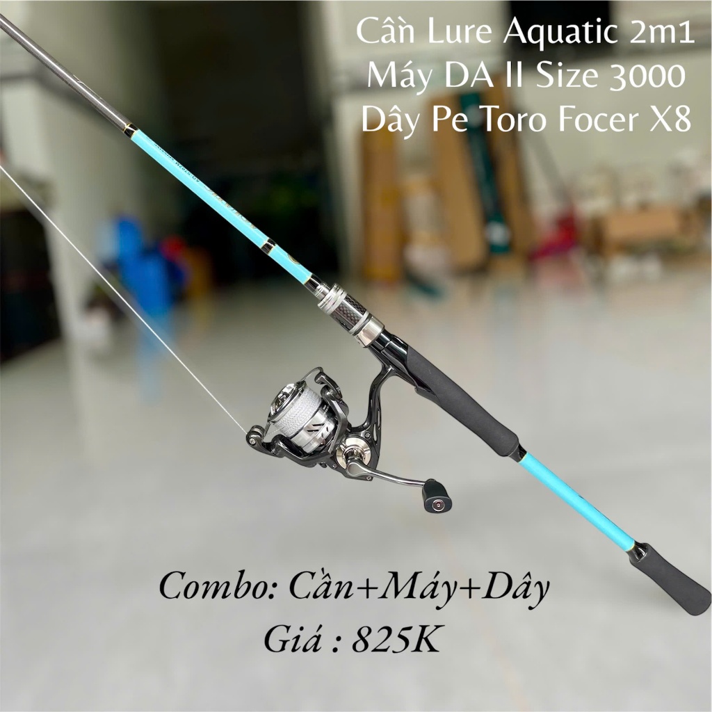 [Combo Máy Đứng] Cần Lure Aquatic 2m1 + Máy Câu DA II size 3000 + Dây Pe Toro Force X8