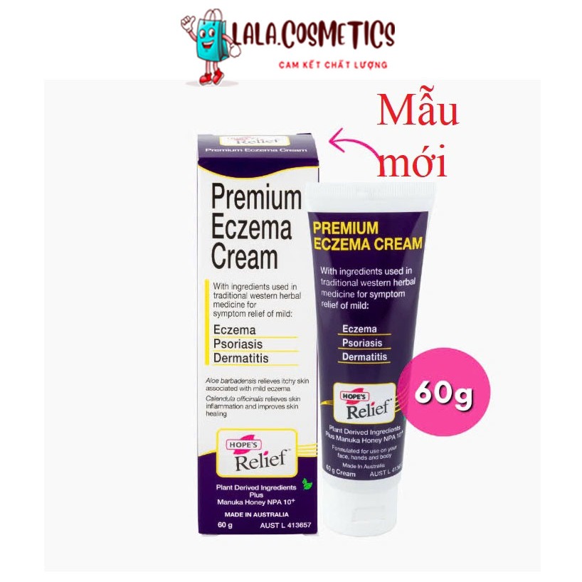 Kem bôi thảo dược Eczema, Dermatitis, Itchy Dry Skin, Hope's Relief Úc 60g-Dành cho da khô ngứa, vảy
