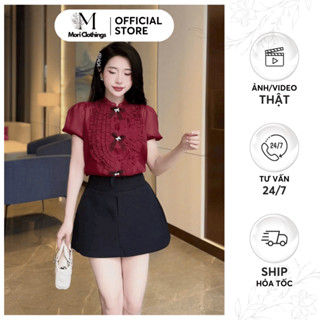 Áo Kiểu Phối Nơ Dáng Tiểu Thư Nữ Tính Thiết Kế Thời Trang Nữ ghim cài riêng N247 | MORI CLOTHINGS
