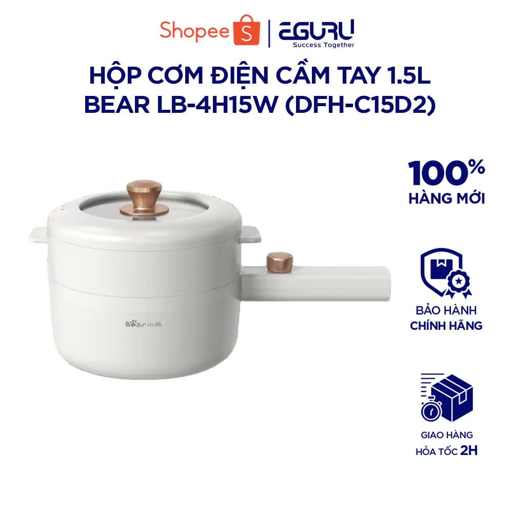 Nồi Điện Đa Năng Bear DRG-P16M2 | Công suất 700W - 1,6L - Kèm khay hấp - Nút vặn | Bảo hành 18 tháng