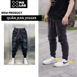 Quần jean jogger nam XMALAB cạp chun vải mềm co giãn dày dặn bo gấu phối cúc cài phong cách B153