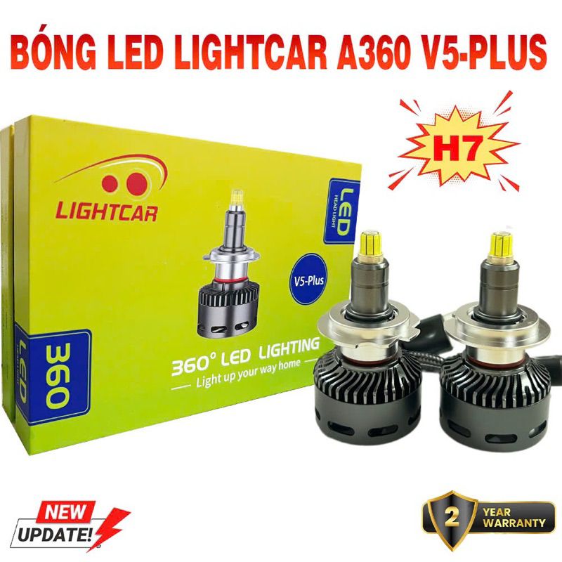 Bóng LED LIGHTCAR A360 V5-Plus Chân H7 Cho Xe Điện vinfast Vf3 và Vf5