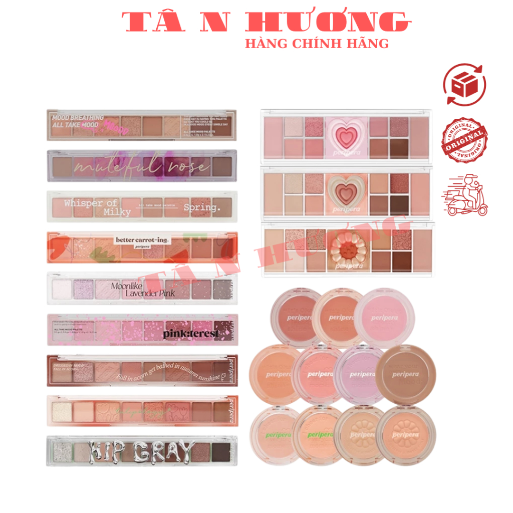 BẢNG PHẤN MẮT 25 Phấn Mắt Peripera All Take Mood Palette Và Má Hồng Pure Blushed Sunshine Cheek Nội 
