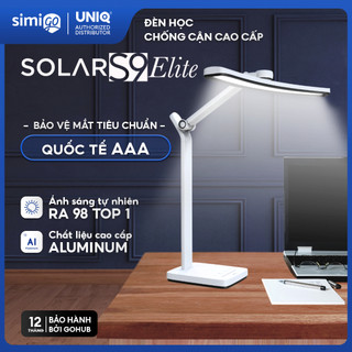  Đèn học để bàn chống cận thị cao cấp UNIQ Solar S9 Elite đèn led bàn làm việc đọc sách cho bé tích hợp đồng hồ podomoro 