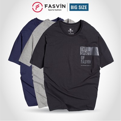 Áo thun nam BIG SIZE Fasvin vải Cotton thun co giãn mềm mát cỡ đại cho người từ 80-140 kg