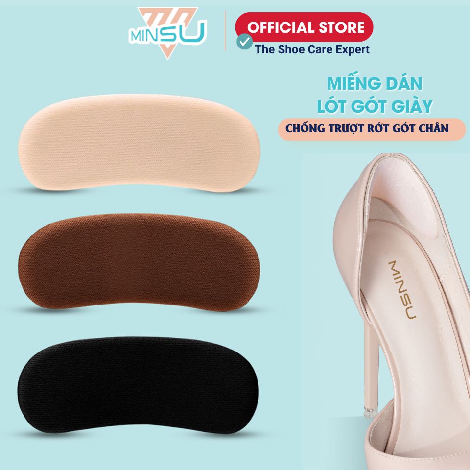 Miếng Dán Lót Gót Giày Chống Trượt MINSU M5516 Đệm Chống Trầy Gót Chân, Bị Rộng Chuyên Cho Giày Cao Gót, Thể Thao Nam Nữ