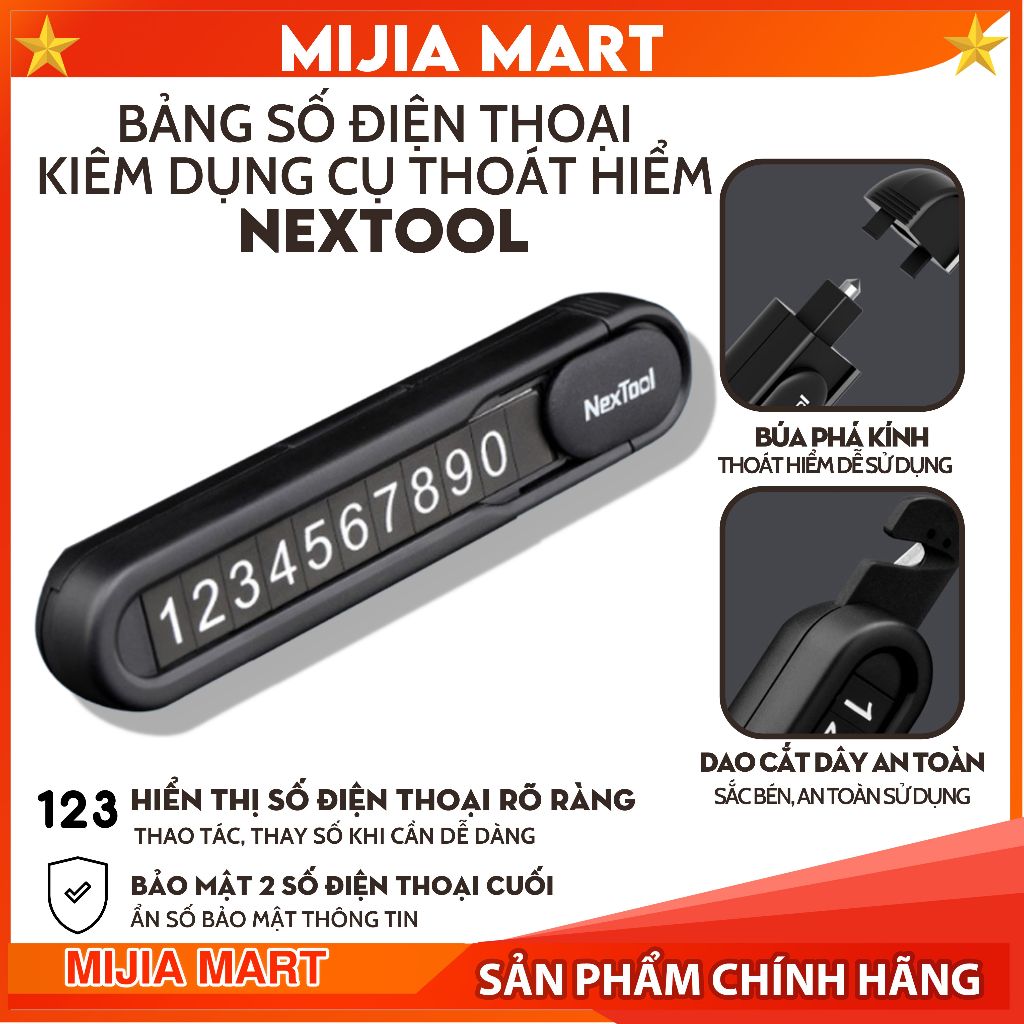 Bảng số điện thoại kiêm dụng cụ thoát hiểm đa năng Nextool, Dụng cụ thoát hiểm ô tô đa năng