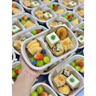  50 cái hộp bã mía 1 ngăn hoặc 2 ngăn nắp trong dùng đựng đồ ăn thực phẩm hoặc bánh 