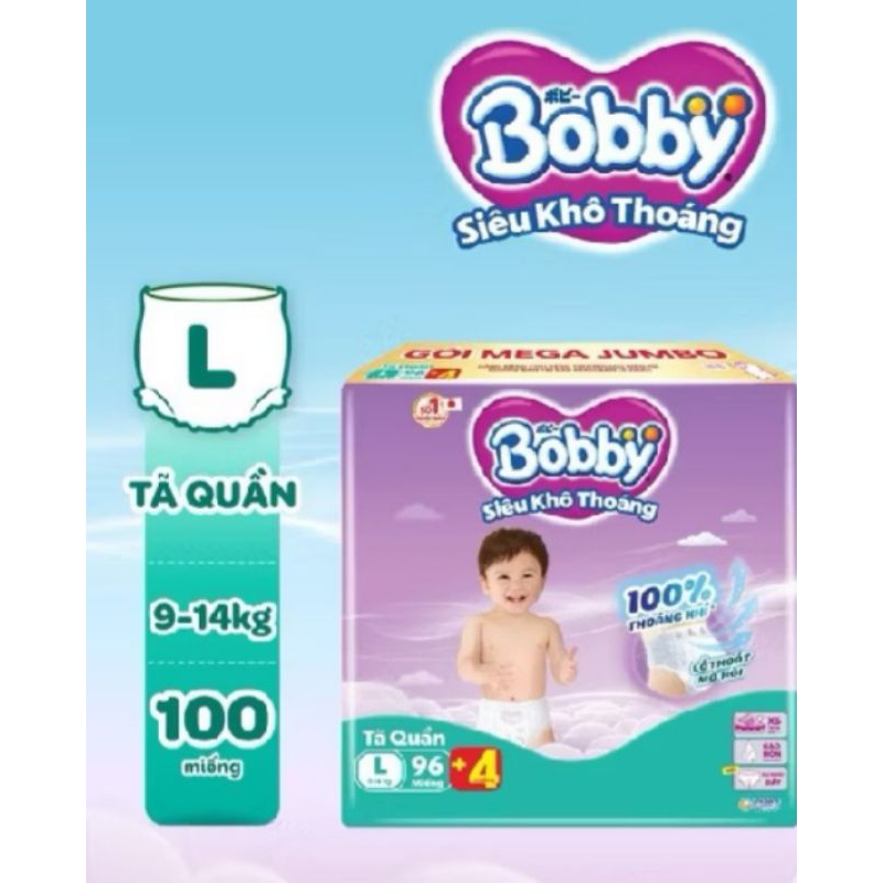Tã Quần Bobby Siêu Khô Thoáng M112+4,L96+4 ,XL84+4
