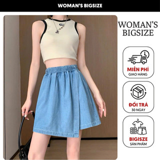  Chân váy jean nữ dáng A bigsize quần giả váy bò hai lớp cạp cao tôn dáng thoải mái xẻ đùi độc đáo che khuyết điểm GV10 