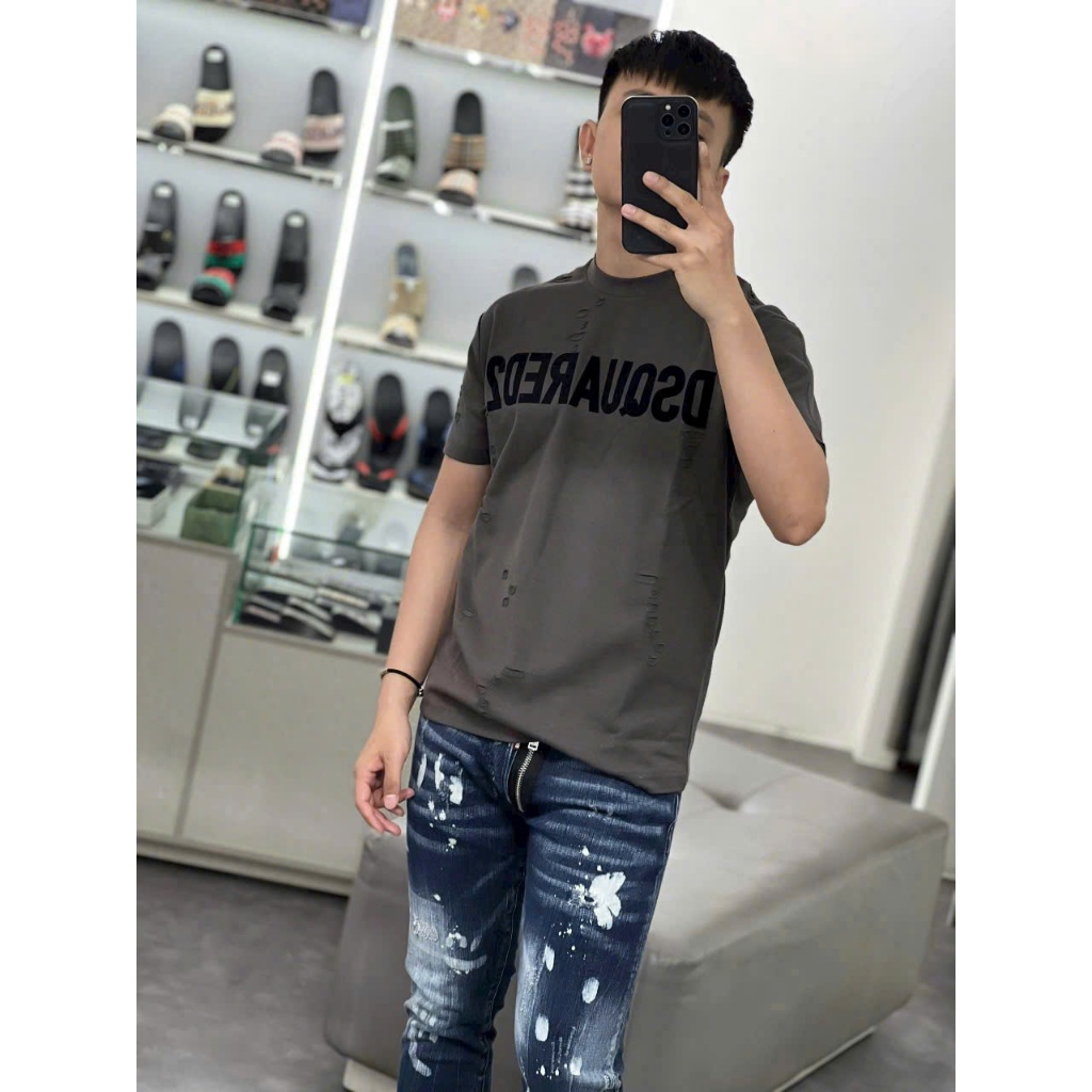 Áo phông nam nữ Premium Cotton DSQ rách in chữ Dsquared2  trước ngực chất cotton dày dặn cao cấp mới nhất 2025 | BigBuy360 - bigbuy360.vn