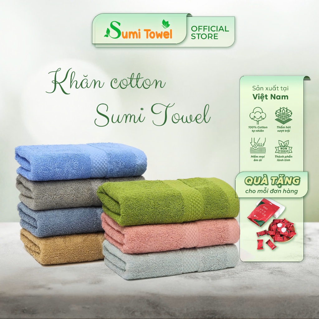 Khăn tắm Khăn mặt Khăn gội cotton Sumitowel tiêu chuẩn Châu Âu mềm mịn dùng cho khách sạn spa