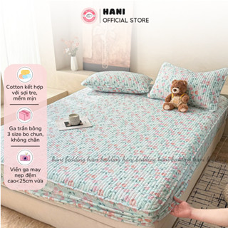 Bộ ga gối cotton bambo trần bông không chăn Hani Bedding chất liệu cotton kết hợp với sợi tre mềm mịn mát