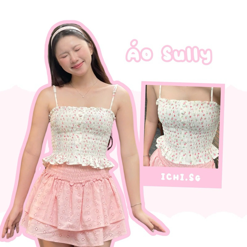 Sully top - áo nhún hoa nhí - ICHI.SG