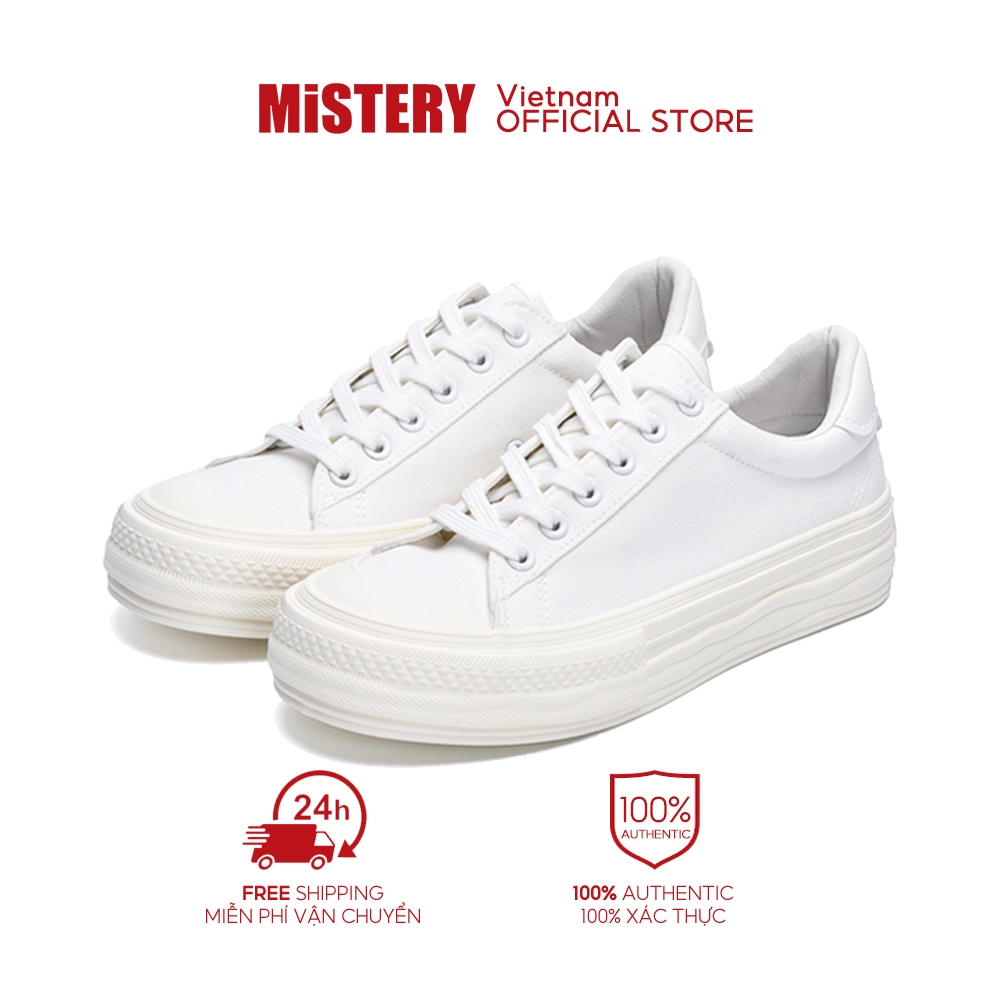 MiSTERY Giày Canvas Trắng Sữa Phong Cách Hàn Công Nghệ Kháng Khuẩn Chống Mỏi Chân MIS-803