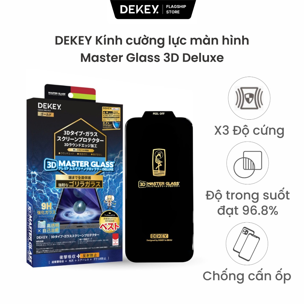 [Viền Mỏng Chống Cấn Ốp] Kính Cường Lực Điện Thoại DEKEY 9H Master Glass 3D Deluxe Chịu Lực Tốt