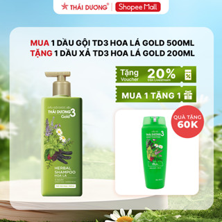 [Sale Tháng 6] Dầu gội Thái Dương 3 Gold Hoa Lá chai 500ml Tặng 1 Dầu xả Thái Dương 3 (chai 200ml, Hoa Lá)