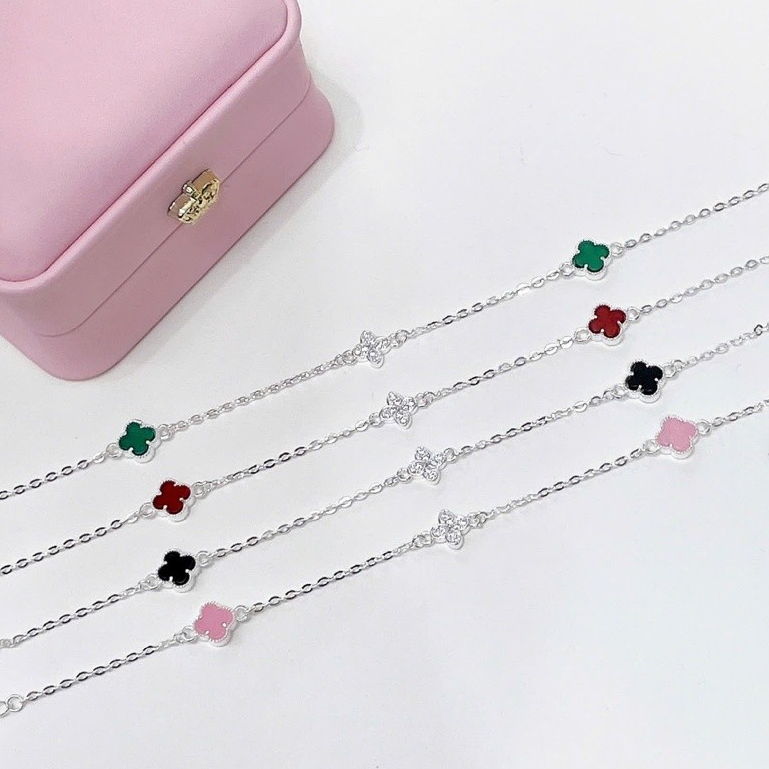 Lắc chân bạc PMJ lắc nữ mặt cỏ 4 lá may mắn phụ kiện thời trang đơn giản tinh tế PMJS0567LC