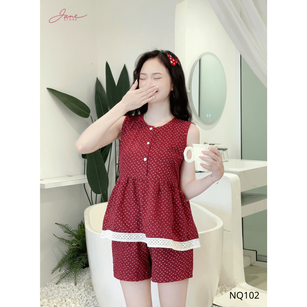 [JANE STORE] Bộ Đồ Sát Nách Phối Ren Đơn Giản, Nhẹ Nhàng Xinh Xăn NQ10