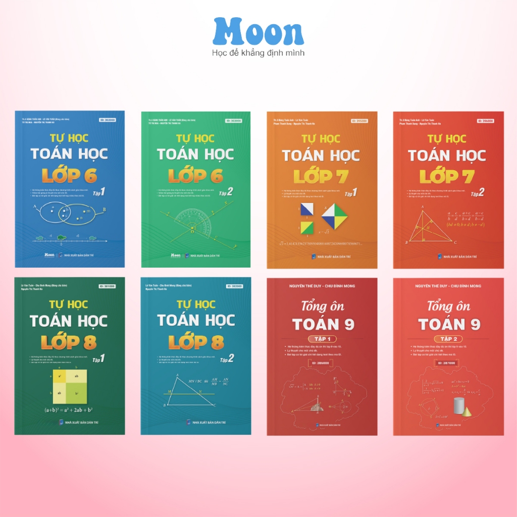 Combo sách tự học toán học dành cho học sinh THCS Sách Toán lớp 6, 7, 8, 9 - Moonbook THCS
