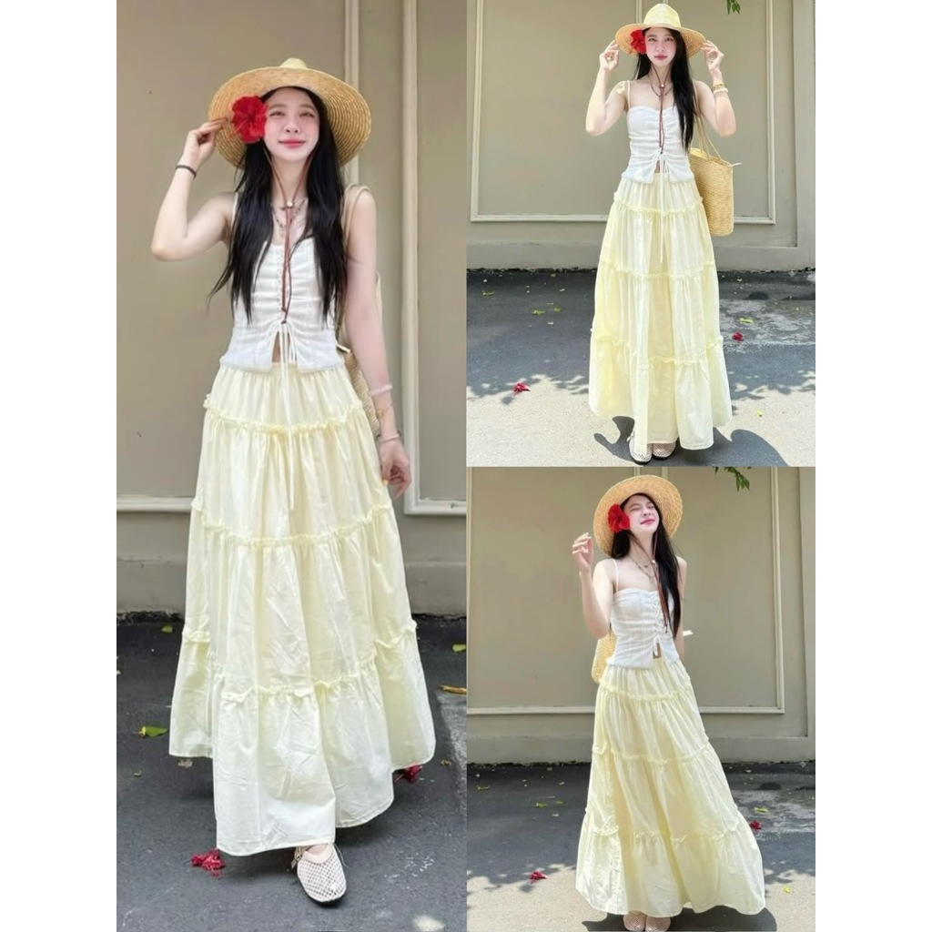 Chân váy bèo tầng dáng dài mùa hè chất xô mềm DORY SKIRT - DÀNH CHO NỮ | BigBuy360 - bigbuy360.vn