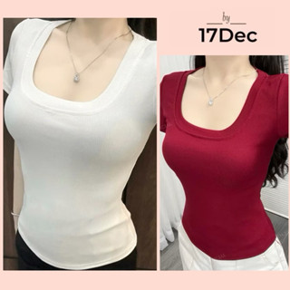 Áo thun cộc tay cổ vuông chất liệu thun tăm ôm body 17DEC, áo babytee tôn dáng phong cách hàn quốc