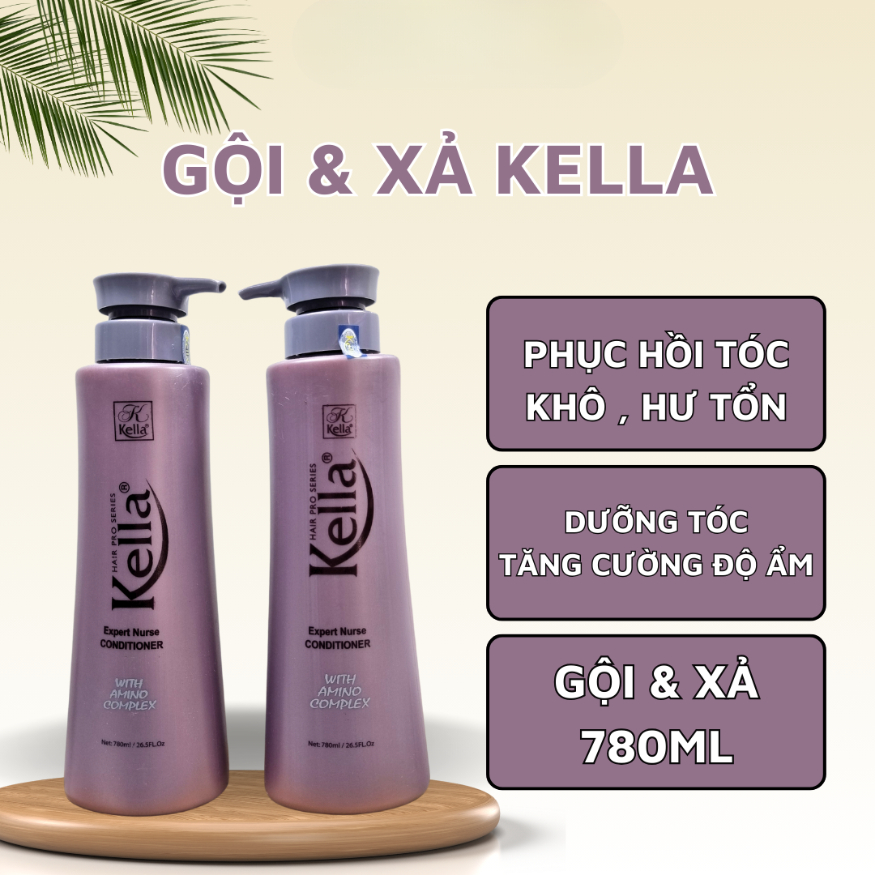 Dầu Gội - Xả kella phục hồi tóc hư tổn Kella Expert Nurse 780ml