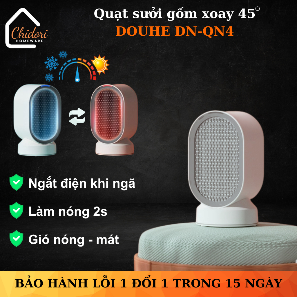   HCM Hỏa tốc 2h  Quạt sưởi gốm Mini XIA0Ml D0UHE DH-QN04 2 chế độ ấm & mát   Fullbox  