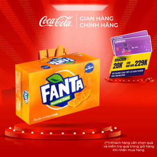 Thùng 24 Lon Nước ngọt có gas Fanta vị Cam 235ml/Lon Coca-Cola Offical Store