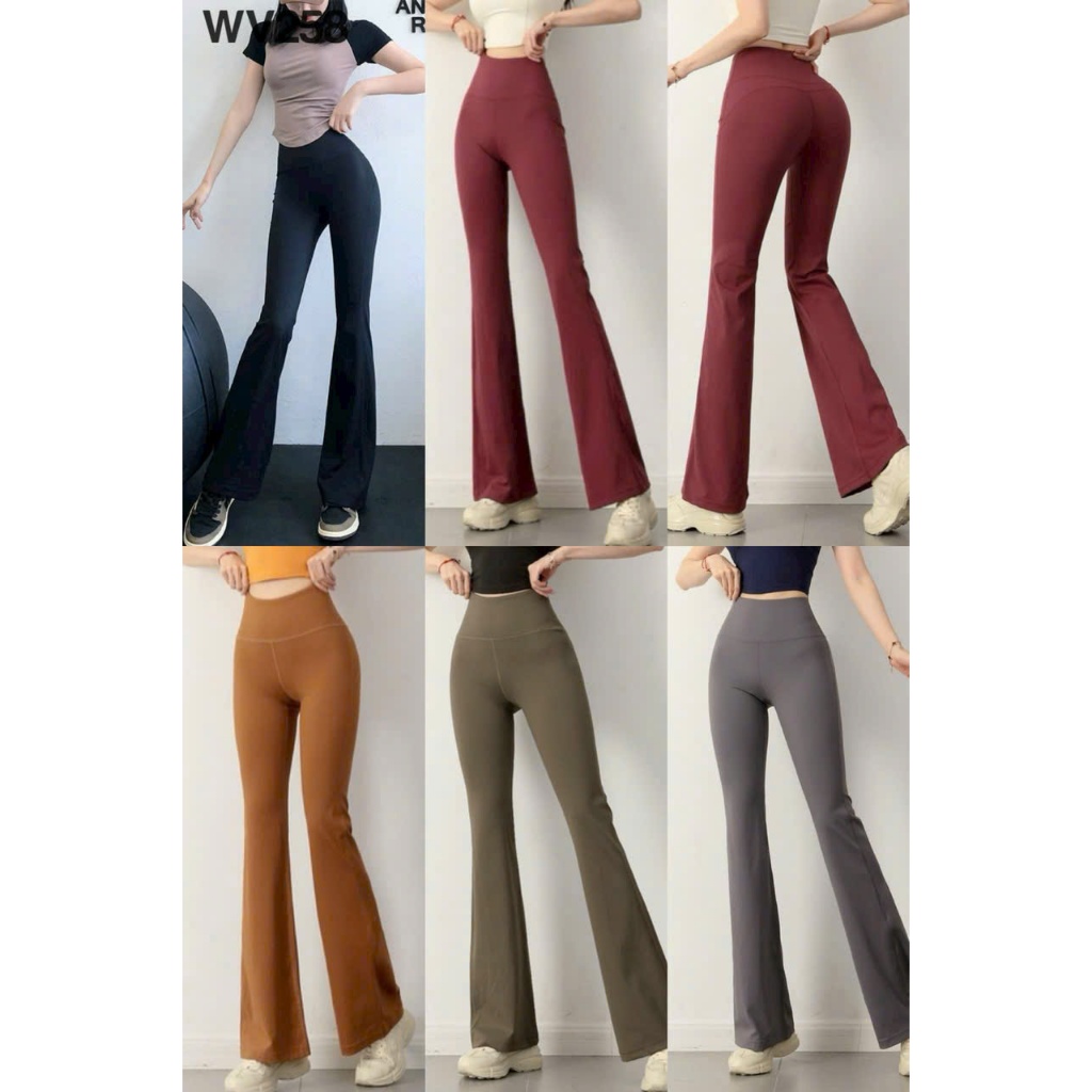 Quần Legging Nữ Lulu Ống Loe Lưng Cao Hách Dáng Vải Thụn Xịn Mềm Mịn Tập Gym, Yoga, Pilates,..