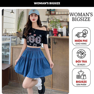 Chân váy bigsize jean bò nữ ngắn dáng chữ A cạp chun siêu cõ giãn 2 lớp Chân váy kaki jean cạp cao tôn dáng dễ mặc CV66