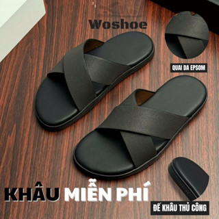 [Dép Khâu 2025] Dép Nam Quai Chéo X Khâu Tàng Hình WOSHOE Dép Nam Đi Biển Đế Cao Su Chống Trơn Trượt