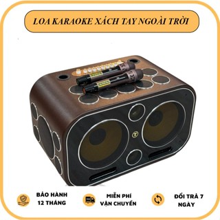  Loa Karaoke Xách Tay Công Suất Lớn Hát Ngoài Trời Kèm 2 Micro Không Dây Bluetooth 5.0 Hàng Cao Cấp 