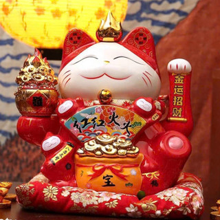 (Mẫu Mới)  Mèo Thần Tài Vẫy Tay Cao Cấp Sứ Tráng Men Chiêu Phát Đại Lượng - Tài Lộc May Mắn