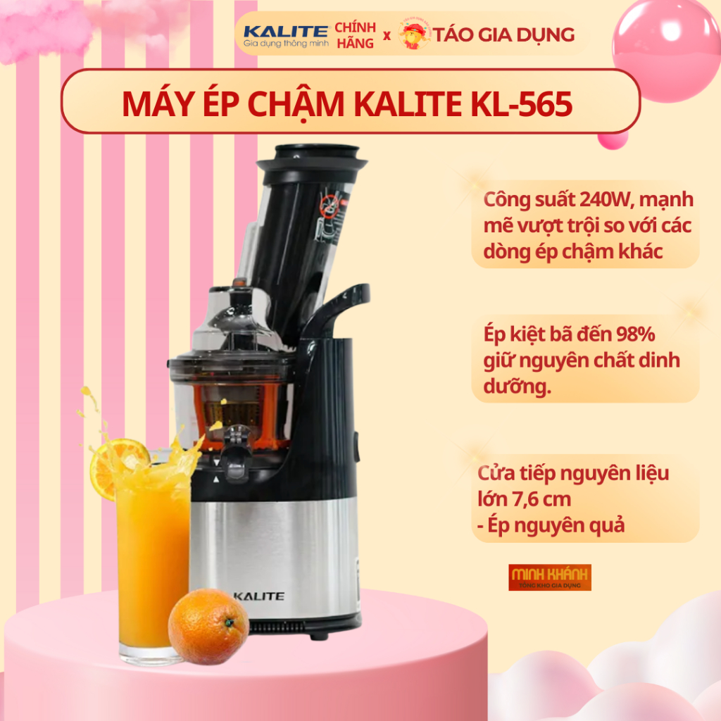 Máy ép chậm Kalite KL565 - Làm kem, Ép kiệt 98%, 240w, Ép nguyên quả, Giữ nguyên Vitamin cho bạn