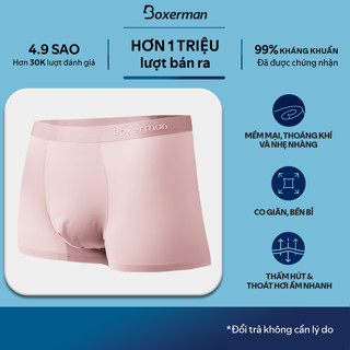 Quần boxer nam PROFIT/HỒNG, dáng Trunks chất vải thun lạnh kháng khuẩn khử mùi không viền BOXERMAN