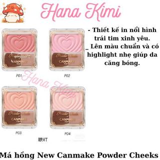  Phấn má hồng Canmake Powder Cheeks nhũ trái tim kèm cọ - Nội địa Nhật 